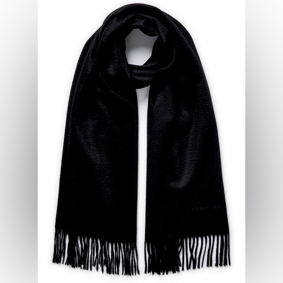 Men’s Pure 100% Scottish Cashmere Oversized Scarf Muffler Black New - Picture 3 of 4